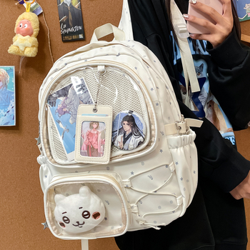 Unisex školska torba u japanskom anime stilu, lagana, s pretincom za kartice; Materijal: najlon; Nosivi sustav: zračni jastuci; Podstava: poliester; Stil: dječji crtež