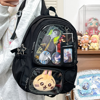 Unisex školska torba u japanskom anime stilu, lagana, s pretincom za kartice; Materijal: najlon; Nosivi sustav: zračni jastuci; Podstava: poliester; Stil: dječji crtež