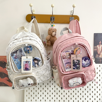 Unisex školska torba u japanskom anime stilu, lagana, s pretincom za kartice; Materijal: najlon; Nosivi sustav: zračni jastuci; Podstava: poliester; Stil: dječji crtež