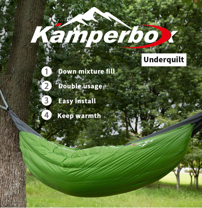Kamperbox Sac de dormit pentru hamac de exterior cu căptușeală din nailon și țesătură din nailon, stil tip plic, 980 g, umplutură mixtă