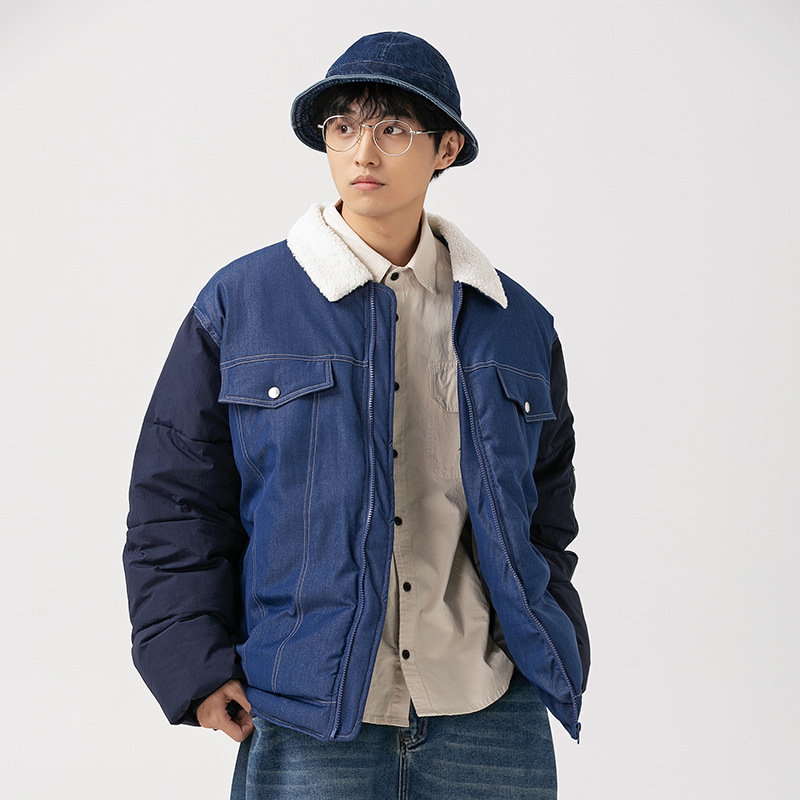 Pamukom punjeni kaput s fleece podstavom, zatvarač na zip, Vinylon Odale tkanina, japanskog stila