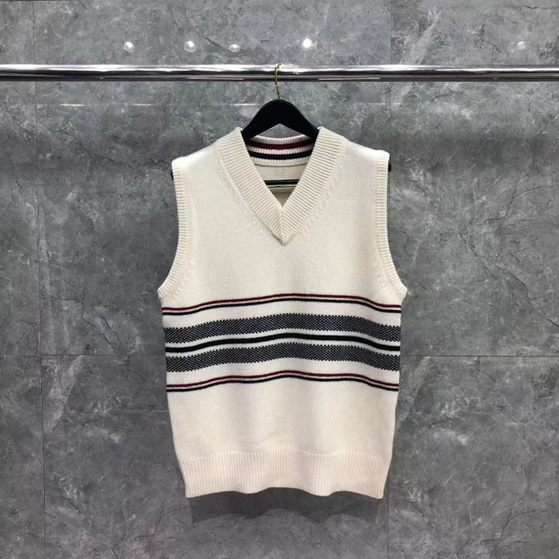 Zimska prugasta pleteni vest, bez rukava, kvadratni izrez, široka silueta, 100% vuna, unisex