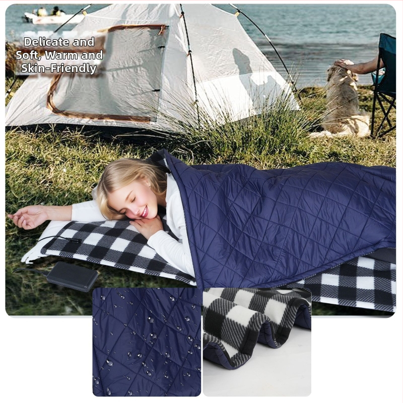 Elektrická prikrývka na kempovanie s napájaním z vozidla, 5V, 10W, 5 stupňov výkonu, syntetické vlákno