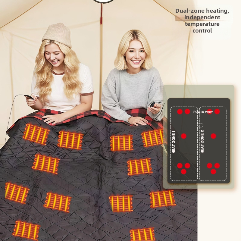 Elektrická prikrývka na kempovanie s napájaním z vozidla, 5V, 10W, 5 stupňov výkonu, syntetické vlákno