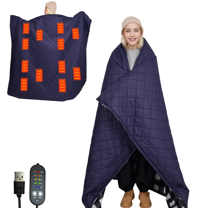 Електрическо одеяло за къмпинг с автомобилно захранване, 5V, 10W, 5 настройки на нагряване, синтетична материя