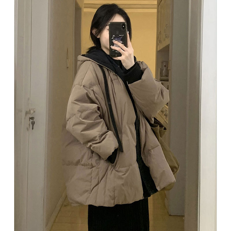 Дамско памучно яке с качулка от chenille, свободна кройка, зимна топлина