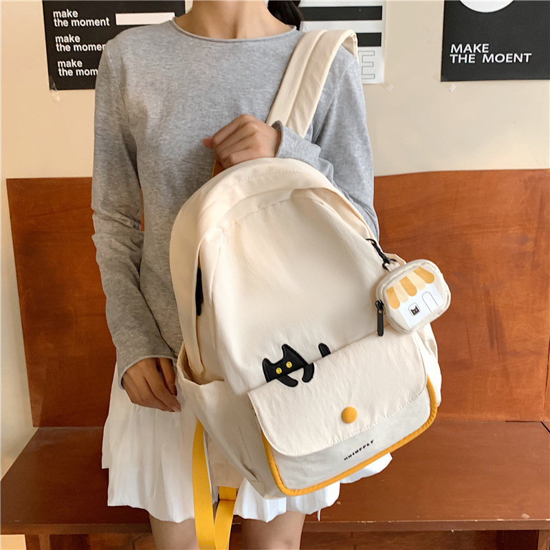 Unisex platnena školska torba — velika kapacità, prozračna i vodootporna, s jastučićem zraka na naramenicama, karikatura uzorak, podstava od poliesteru