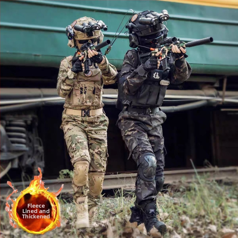 Detský kamuflážny overal pre vojenskú prípravu – syntetická zmes vlákien, vodeodolný, vetruodolný, maskovací vzor, jeseň, unisex