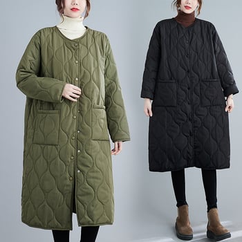 Артистично ретро подплътено дамско яке, свободен силует, средна дължина, полиестер с еластан и пълнеж пух-памучен.