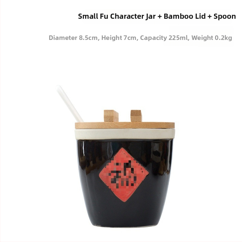 Керамична кутия за подправки със лъжичка и капак, стилна и креативна, за ресторанти, за сухи подправки