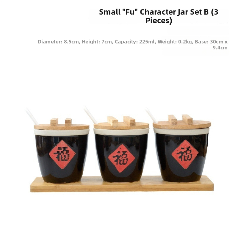 Керамична кутия за подправки със лъжичка и капак, стилна и креативна, за ресторанти, за сухи подправки