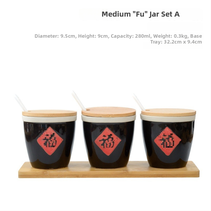 Керамична кутия за подправки със лъжичка и капак, стилна и креативна, за ресторанти, за сухи подправки