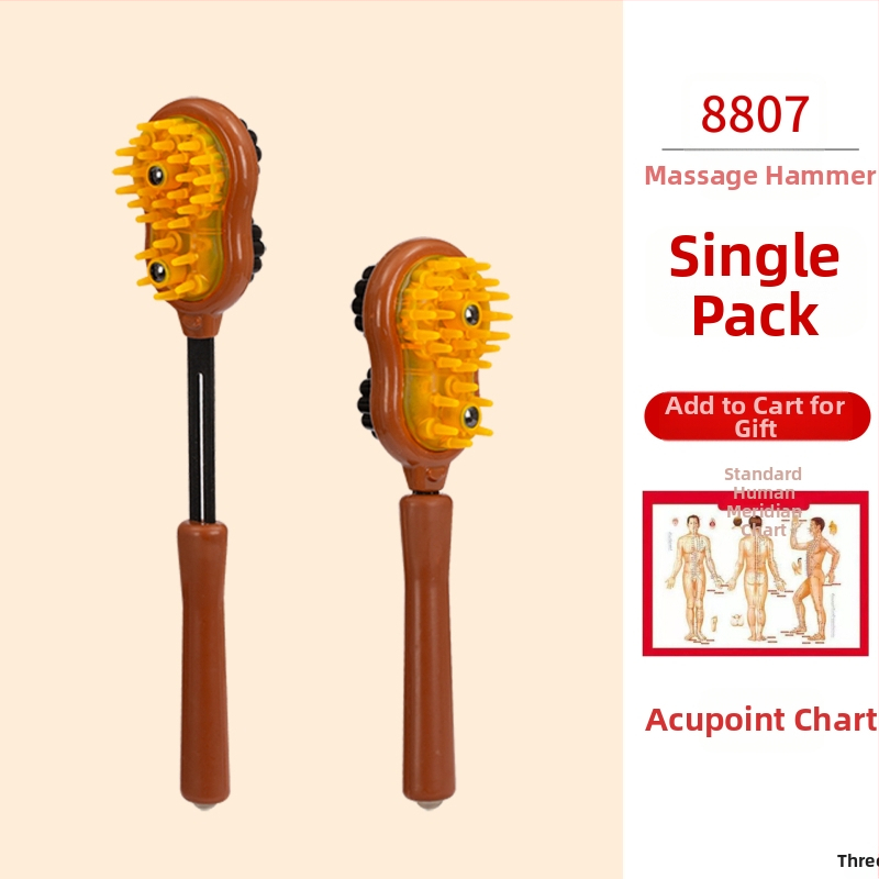 Χειροκίνητο διπλής όψης μασάζ σφυρί για υγεία και φυσική κατάσταση; πλαστικό σώμα, 210 g, σχεδίαση οικογενειακού τύπου, προσαρμοστικό