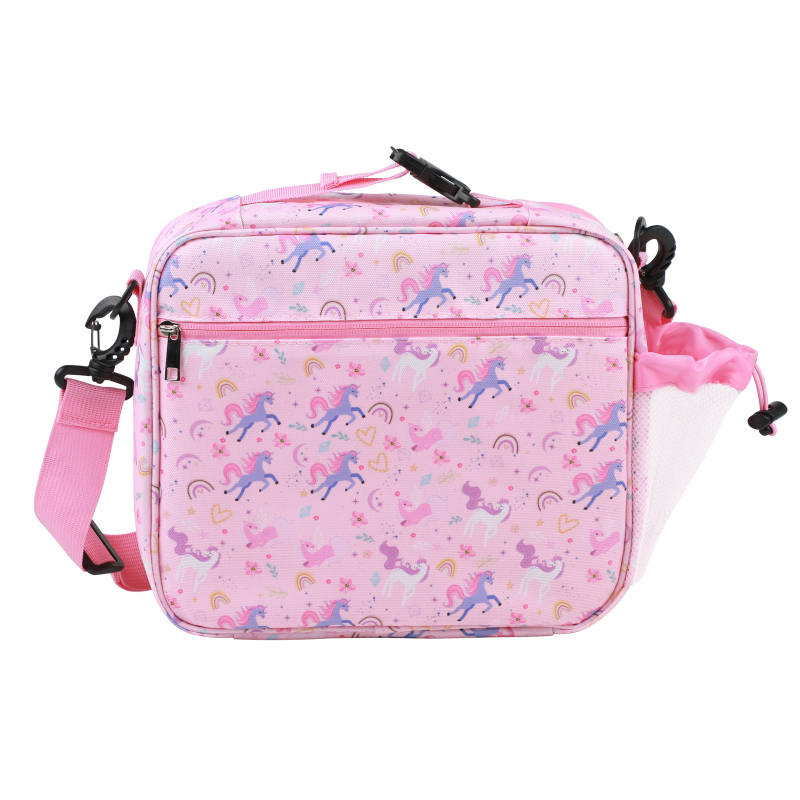 Set plastičnih kutija za ručak s izoliranom torbom, kvadratna jednoslojna kutija, uključuje čašu vode, sladak crtani stil, za učenike