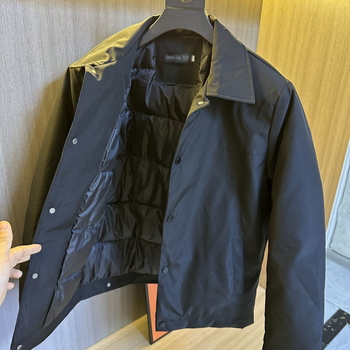 Muški pamučni kaput s reverom, slim kroj, zatvarač, fleece podstava, punjenje od imitacije svile i pamuka