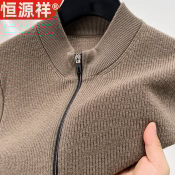 Veste bărbătească din lână 100%, groasă, cu fermoar, guler înalt, croială lejeră