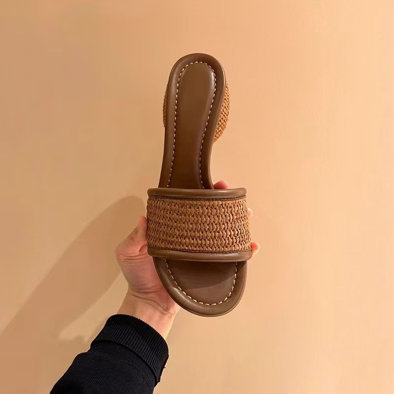 Ženske sandale s otvorenim prstom, ljetni odmor, književno retro, okrugli vrh, gornji materijal: super vlakno, unutarnji materijal: svinjska koža, đon: guma, proljeće 2025
