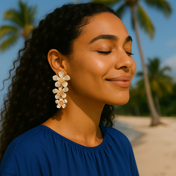 Yueli обеци – цинкова сплав, форма цвете, дизайн в стил личностен тренд за жени