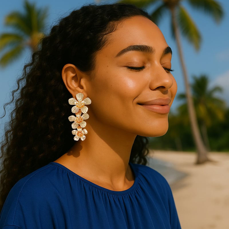 Yueli обеци – цинкова сплав, форма цвете, дизайн в стил личностен тренд за жени