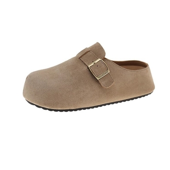 Slip-on sandale s povećanjem visine, gornji dio od nubuka (suede), zaobljena nosnica, gumeni potplat, jesen 2025