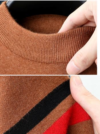 Muški pulover s okruglim izrezom, jacquard pletenina, 100% kunića krzno, debela vuna, dugi rukav (Proljeće 2025)