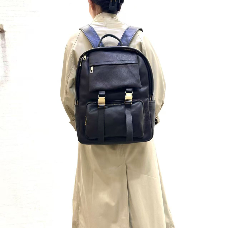 Ruksak od prave kože – prvi sloj teleće kože – unisex, velik kapacitet za putovanja, gradski minimalistički stil s japanskim prizvukom, pogodan za 16-inčni laptop