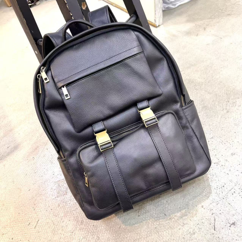 Ruksak od prave kože – prvi sloj teleće kože – unisex, velik kapacitet za putovanja, gradski minimalistički stil s japanskim prizvukom, pogodan za 16-inčni laptop