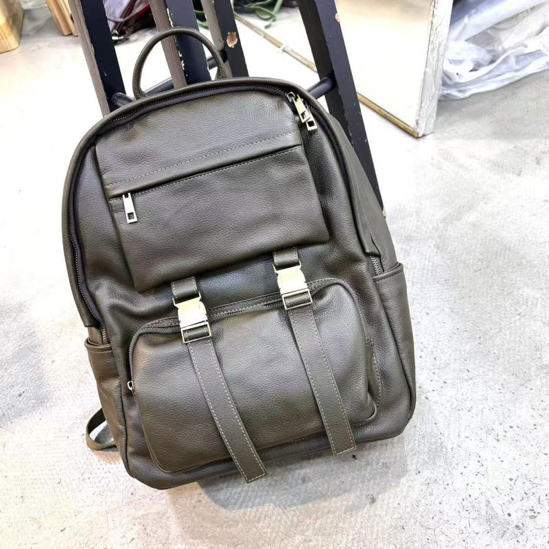 Ruksak od prave kože – prvi sloj teleće kože – unisex, velik kapacitet za putovanja, gradski minimalistički stil s japanskim prizvukom, pogodan za 16-inčni laptop