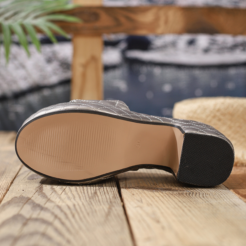 Ženske platforme Slip-On sandale, gornji dio od sintetičke kože, TPU đon, zaobljena špička, 10 mm platforma, Ultra-Fiber podstava
