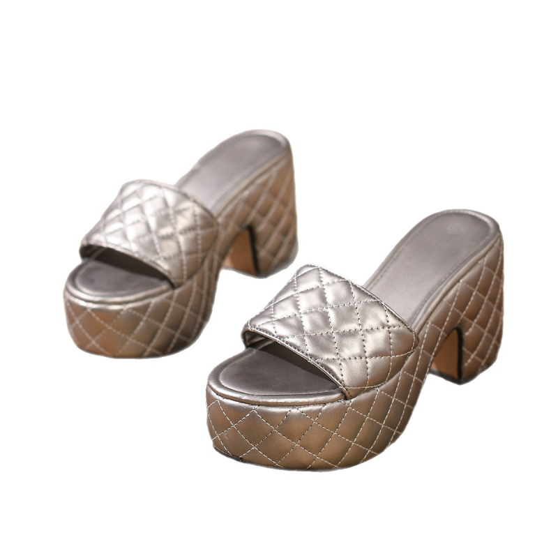 Ženske platforme Slip-On sandale, gornji dio od sintetičke kože, TPU đon, zaobljena špička, 10 mm platforma, Ultra-Fiber podstava