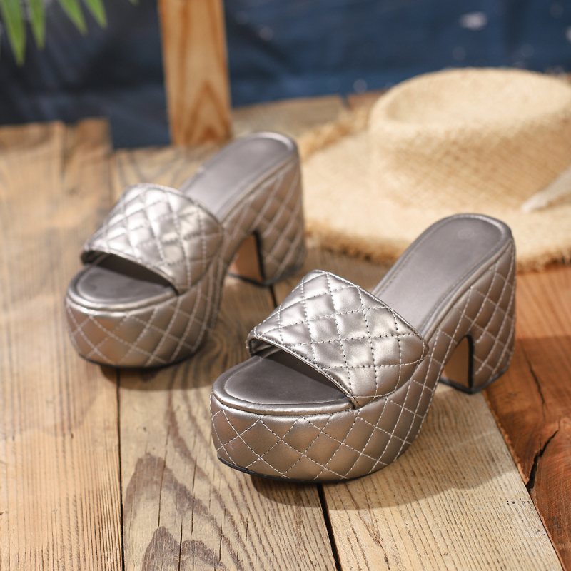 Ženske platforme Slip-On sandale, gornji dio od sintetičke kože, TPU đon, zaobljena špička, 10 mm platforma, Ultra-Fiber podstava