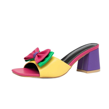 Flip-flop sandale s četvrtastim nosom, mašnica, TPU gornji dio, visina potpetice 6–8 cm