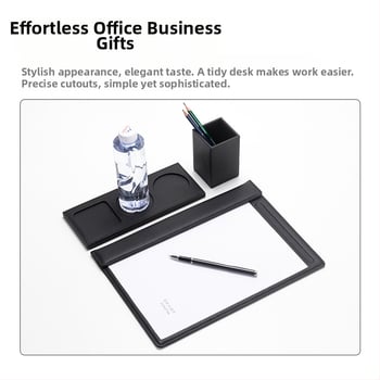 Konferenčná podložka z PU kože so systémom upínania, tlač loga a personalizácia, silné upínanie + upínanie dosky, hrúbka dosky 0,6 mm