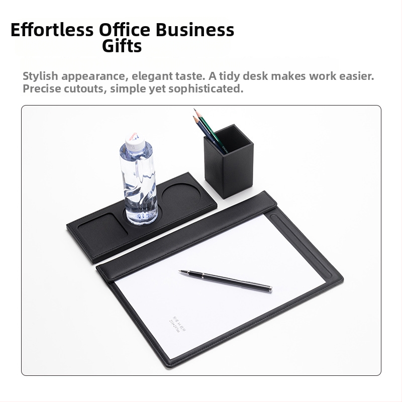 Konferenčná podložka z PU kože so systémom upínania, tlač loga a personalizácia, silné upínanie + upínanie dosky, hrúbka dosky 0,6 mm