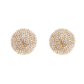 Naušnice - Geometrijski kružni dizajn s rhinestones, 925 srebrni postovi, elektroplatirano završetak