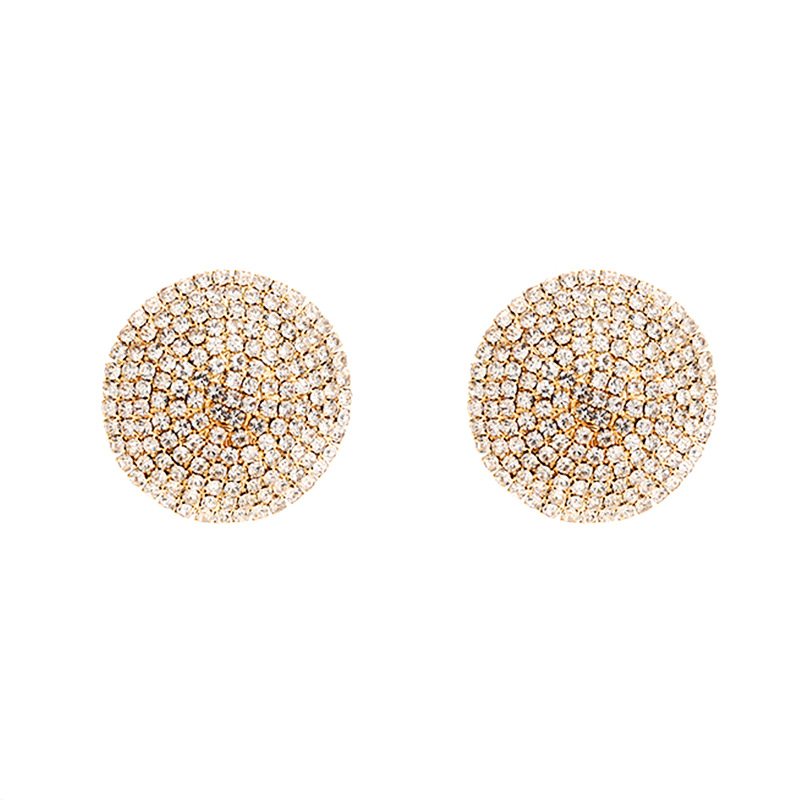 Naušnice - Geometrijski kružni dizajn s rhinestones, 925 srebrni postovi, elektroplatirano završetak