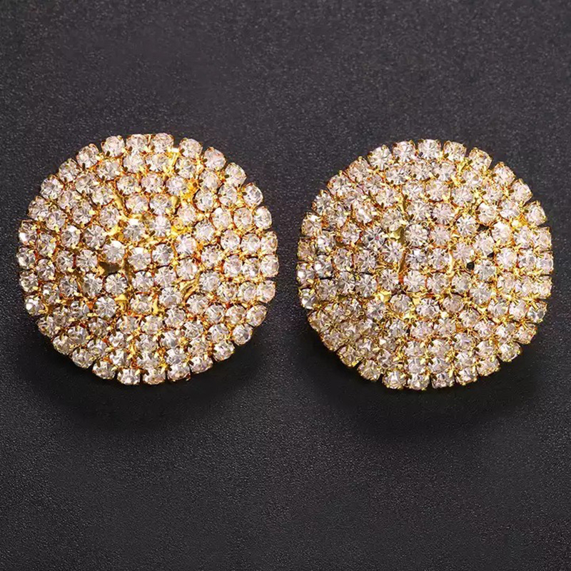 Naušnice - Geometrijski kružni dizajn s rhinestones, 925 srebrni postovi, elektroplatirano završetak