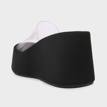 Ženske PVC sandale s širokim remenom i klina, gumena potplata, okrugli vrh - Ljeto 2025