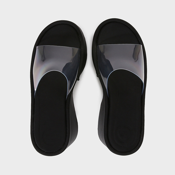 Ženske PVC sandale s širokim remenom i klina, gumena potplata, okrugli vrh - Ljeto 2025