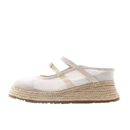 Ženske sandale na klin – mrežasti gornji dio, zatvoreni prsti, slip-on, PU podstava, gumena podloga 3–5 cm, svakodnevni stil