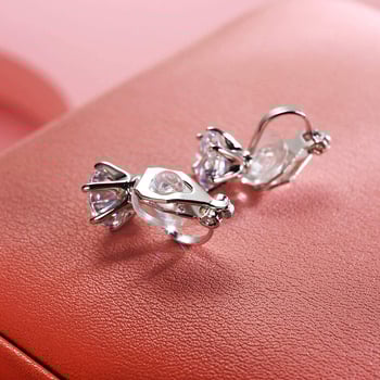 Unisex μεταλλικά σκουλαρίκια με επίχρυσο φινίρισμα, moissanite και Zircon, στυλ Κορώνα με έξι άκρα