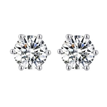 Unisex μεταλλικά σκουλαρίκια με επίχρυσο φινίρισμα, moissanite και Zircon, στυλ Κορώνα με έξι άκρα