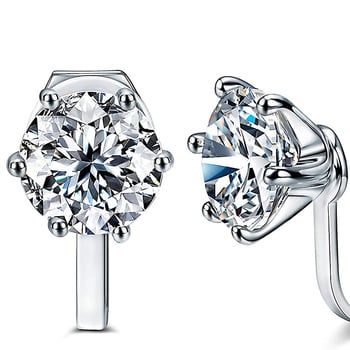 Unisex μεταλλικά σκουλαρίκια με επίχρυσο φινίρισμα, moissanite και Zircon, στυλ Κορώνα με έξι άκρα