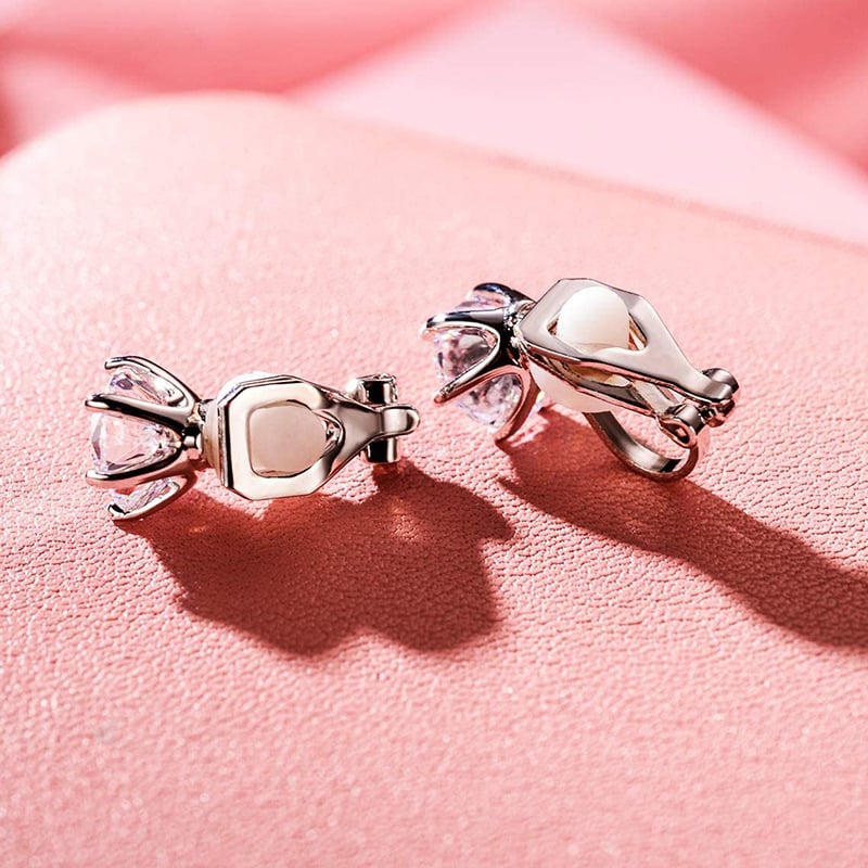 Unisex μεταλλικά σκουλαρίκια με επίχρυσο φινίρισμα, moissanite και Zircon, στυλ Κορώνα με έξι άκρα