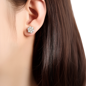 Moissanite naušnice | S925 srebro, 18K zlato premaz, Geometrijski dizajn, za žene