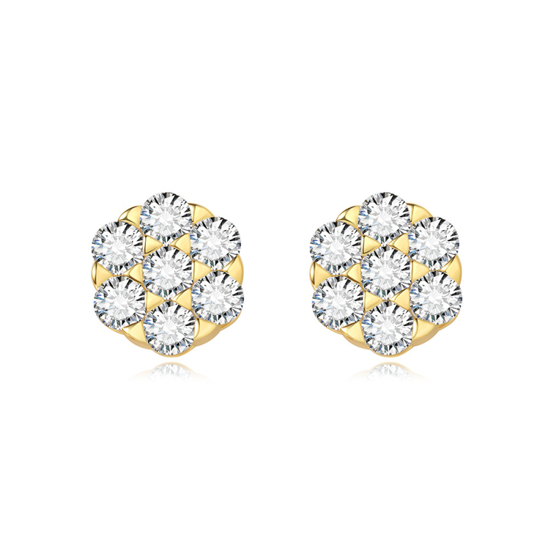 Moissanite naušnice | S925 srebro, 18K zlato premaz, Geometrijski dizajn, za žene