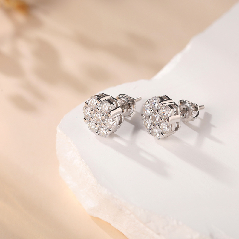 Moissanite naušnice | S925 srebro, 18K zlato premaz, Geometrijski dizajn, za žene
