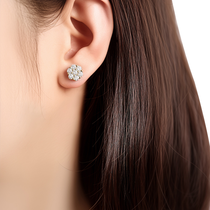 Moissanite naušnice | S925 srebro, 18K zlato premaz, Geometrijski dizajn, za žene