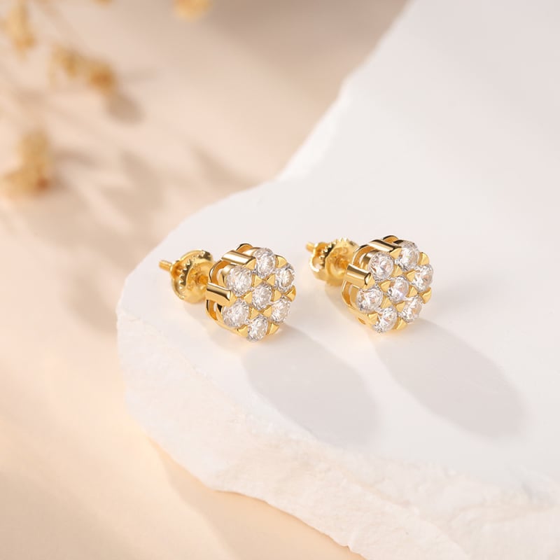 Moissanite naušnice | S925 srebro, 18K zlato premaz, Geometrijski dizajn, za žene