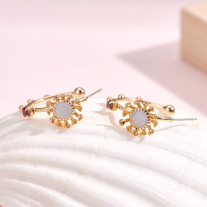 Bakrene naušnice sa cirkonima, kapljica vode, pozlaćene, sa kristalima i perlama, korejski stil INS – Flower Bud jewelry